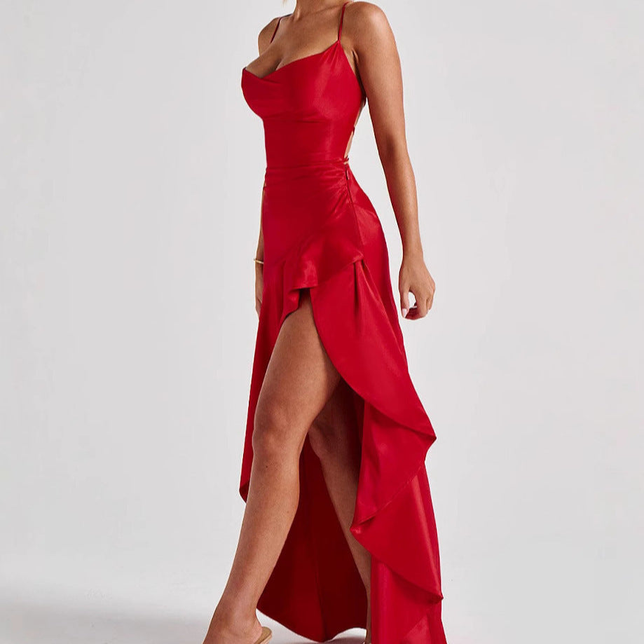 Damen schickes Abendkleid mit hohem Schlitz Drune