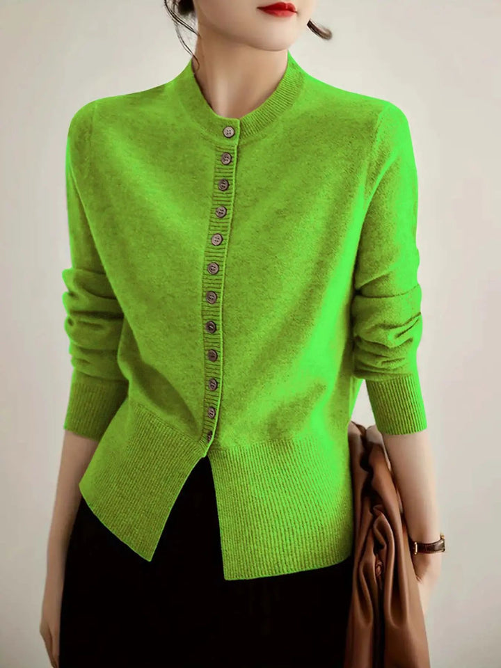 Damen Strickjacke mit feiner Knopfleiste und elegantem Stehkragen Drune