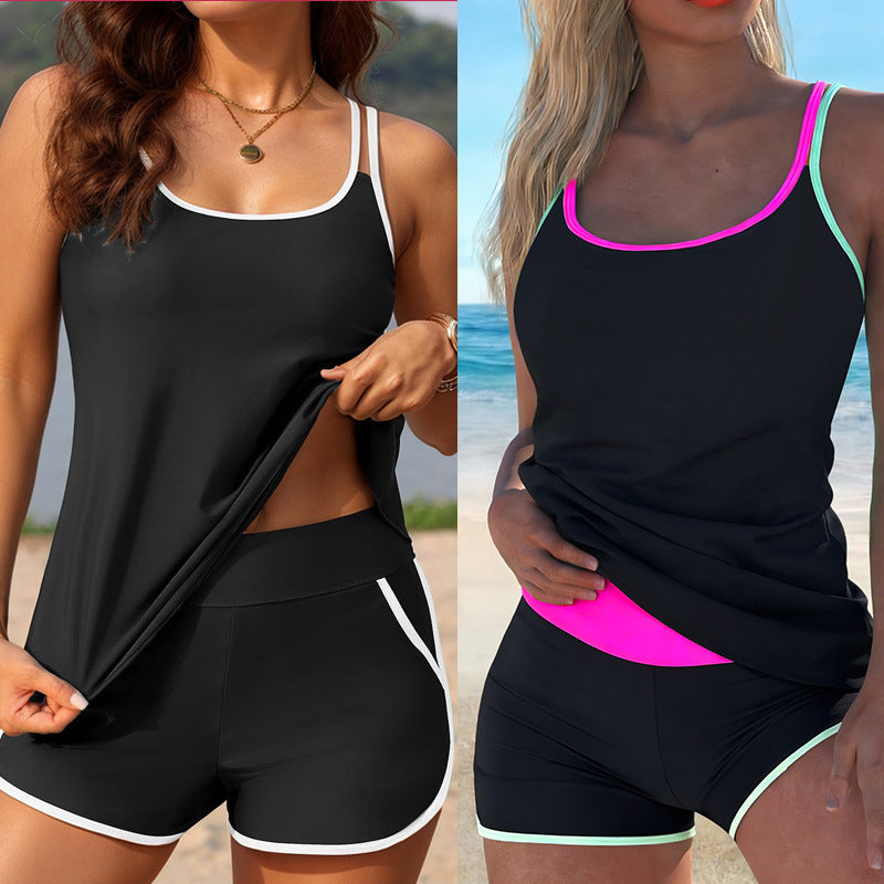 Damen Sportliches Tankini-Set mit weichen Trägern und modischen Shorts Drune