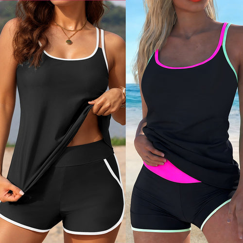 Damen Sportliches Tankini-Set mit weichen Trägern und modischen Shorts Drune