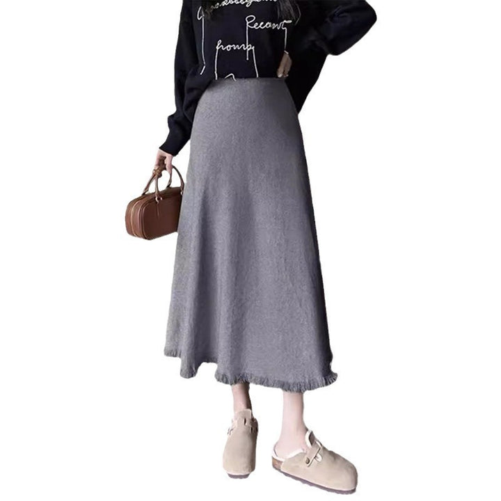 Damen Eleganter Midi-Rock mit fransenförmigem Saum und hochwertiger Anfertigung Drune