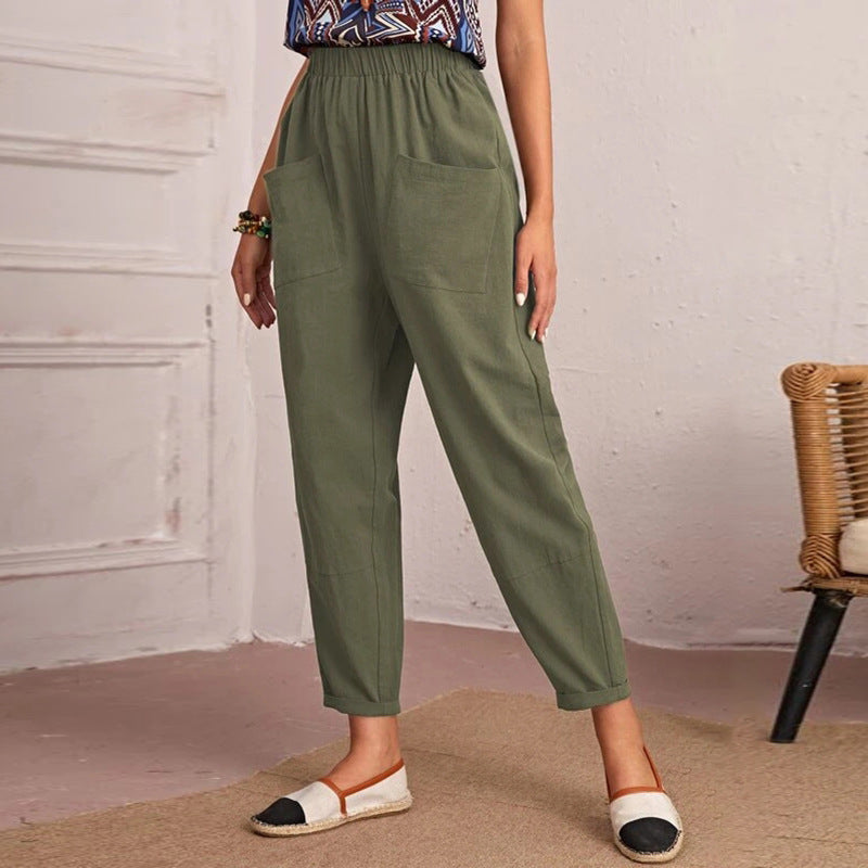 Damen Bequeme Utility-Hose mit elastischem Bund und praktischen Taschen Drune