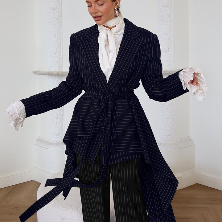 Damen Elegante taillierte Blazerjacke mit asymmetrischem Schnitt und Gürtel Drune