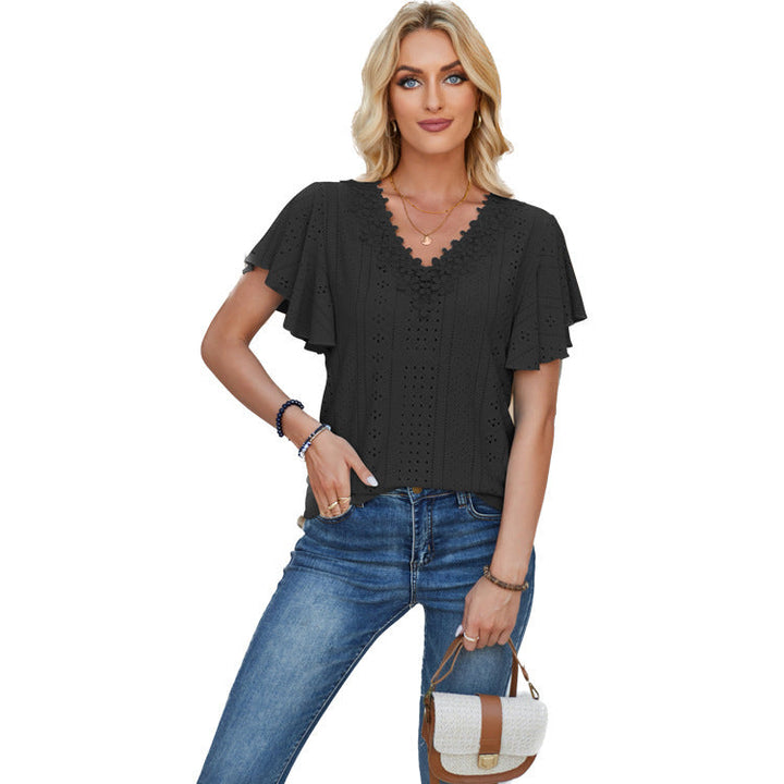 Damen Spitzenshirt mit Volants Drune
