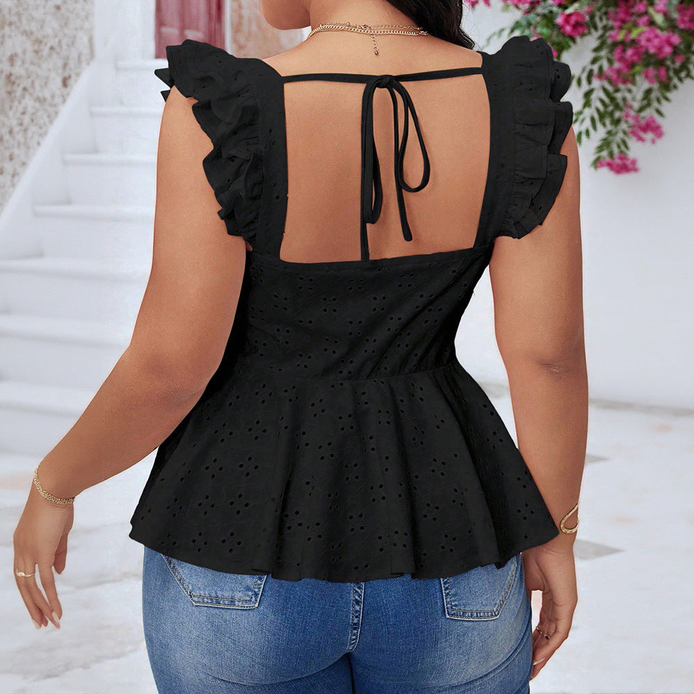 Damen Elegantes Oberteil mit Rüschen und Bindedetail Drune