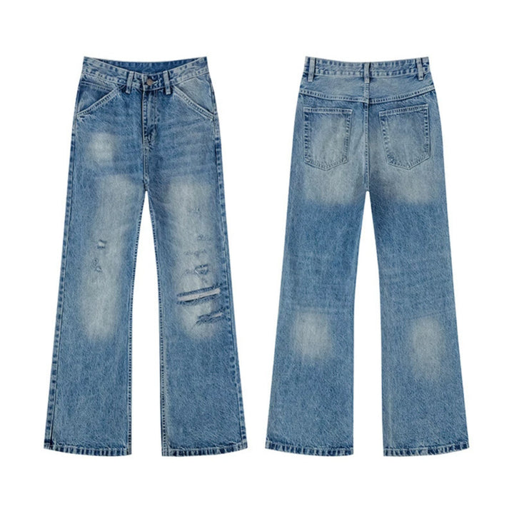 Damen Weite Distressed Denim-Jeans im Palazzo-Schnitt Drune