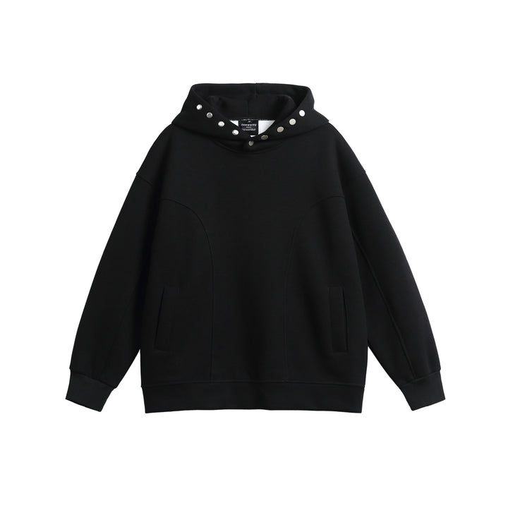 Unisex Oversize Kapuzenpullover mit Druckknopffunnel und Teilungsnähten Drune