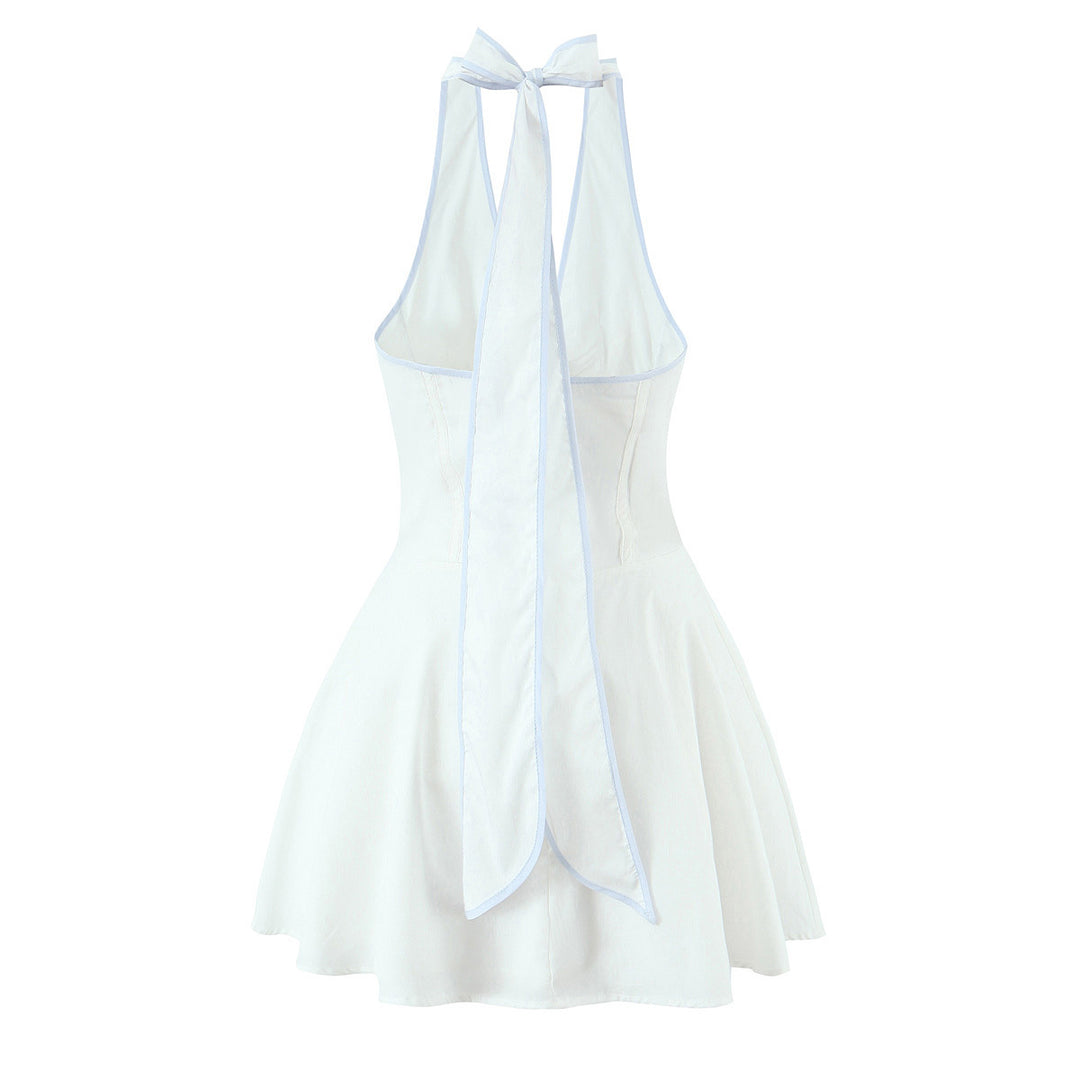 Damen kurzes Halterneck Kleid Drune
