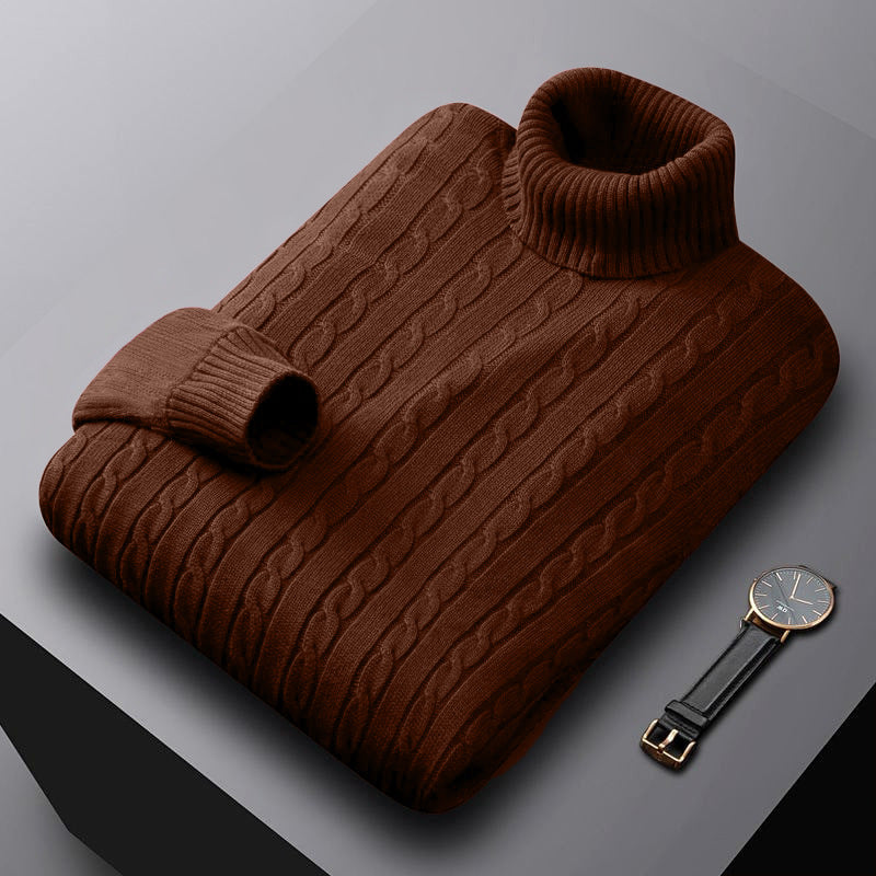 Herren nan grob gestrickter Rollkragenpullover mit Zopfmuster und wärmender Strickstruktur Drune