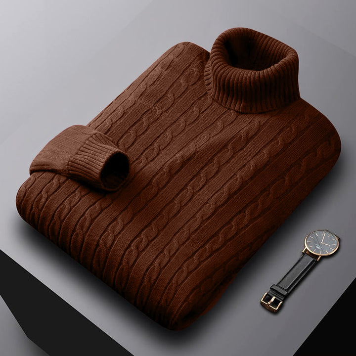 Herren nan grob gestrickter Rollkragenpullover mit Zopfmuster und wärmender Strickstruktur Drune