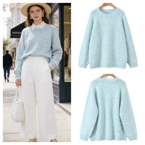 Damen Kuscheliger Strickpullover mit Rundhalsausschnitt Drune