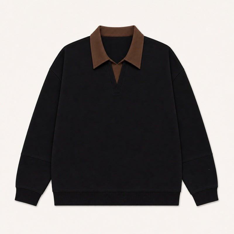 Damen Boxy-Polo-Sweatshirt mit kontrastiertem Spitzkragen Drune