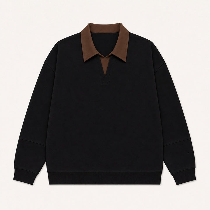 Damen Boxy-Polo-Sweatshirt mit kontrastiertem Spitzkragen Drune