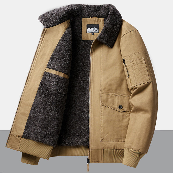 Herren Urbaner Utility-Jacke mit Teddyfellfutter Drune