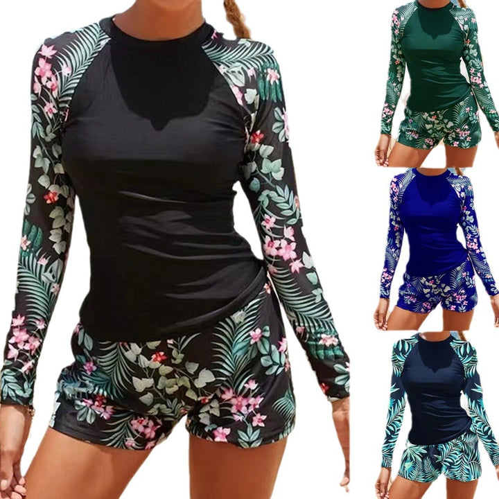 Damen UV-Schutz Badeanzug mit langen Ärmeln und Shorts Drune