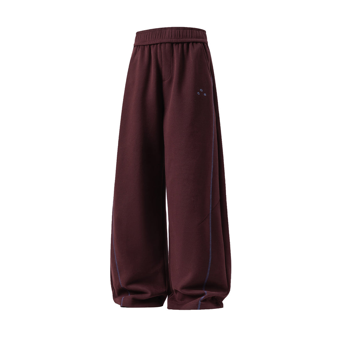 Unisex Extraweite Lounge-Hose mit rundem Elastikbund und dekorativer Kontrastnaht Drune