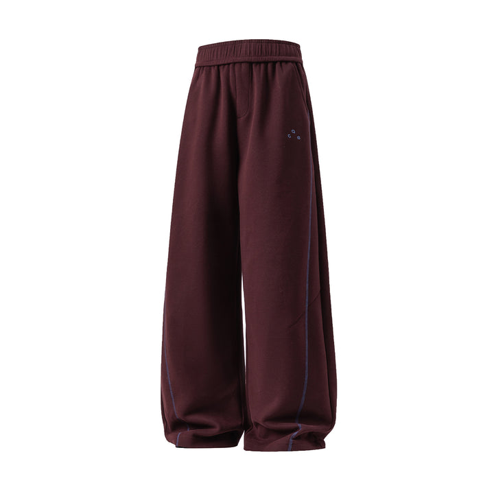 Unisex Extraweite Lounge-Hose mit rundem Elastikbund und dekorativer Kontrastnaht Drune