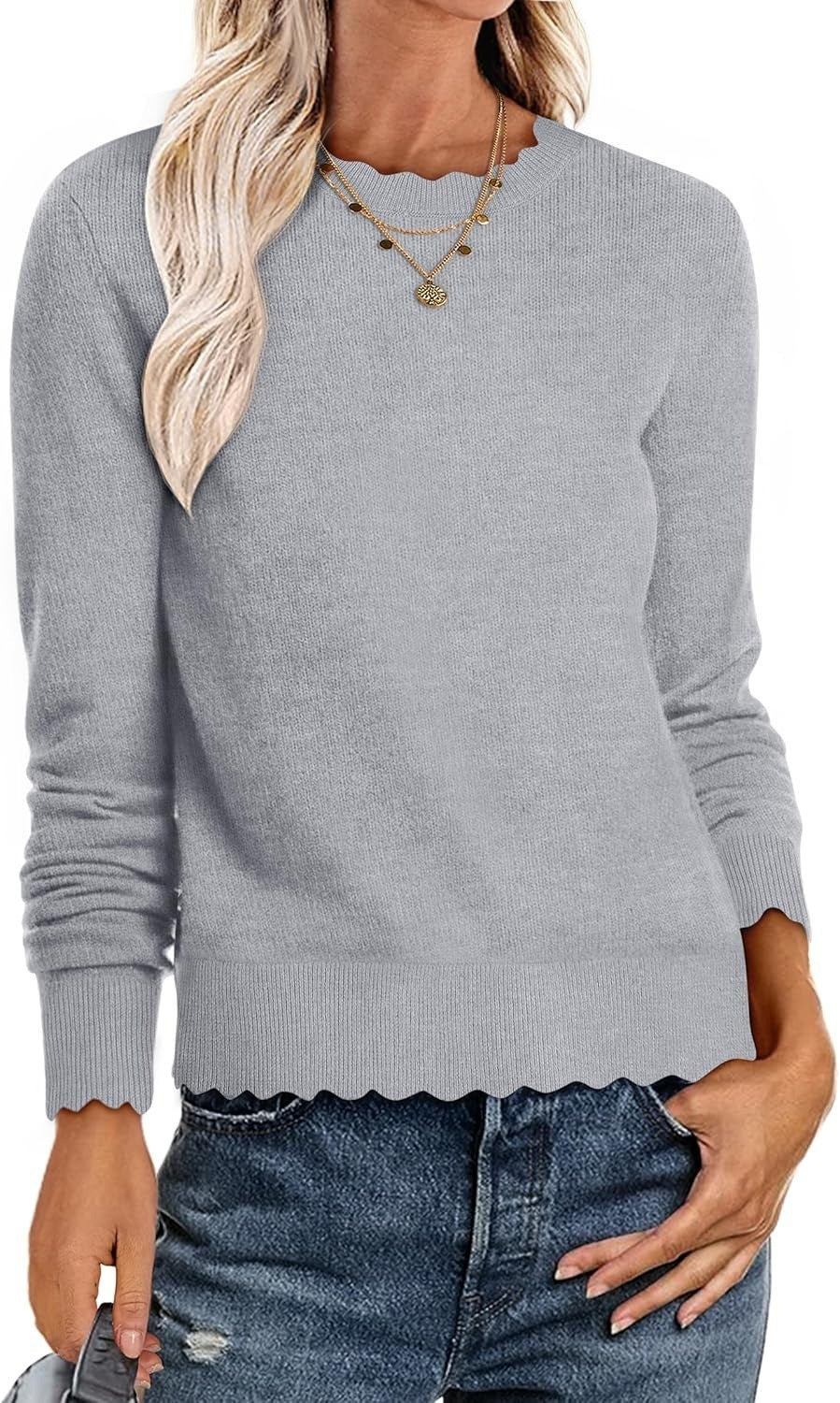 Damen Sweater mit Wellenkante Drune