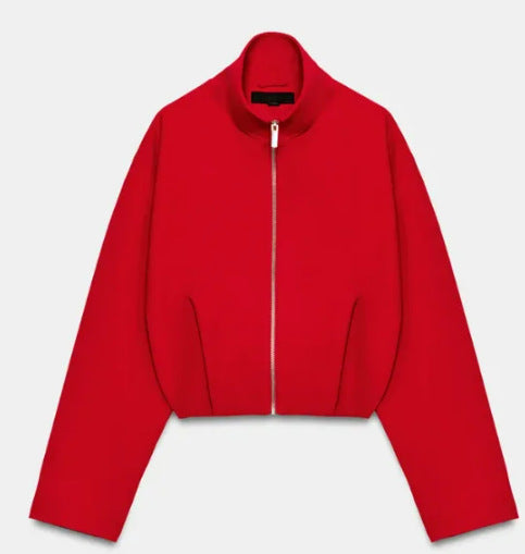 Damen Kurz geschnittener Boxy‑Blouson mit hohem Stehkragen und überschnittenen Ärmeln Drune