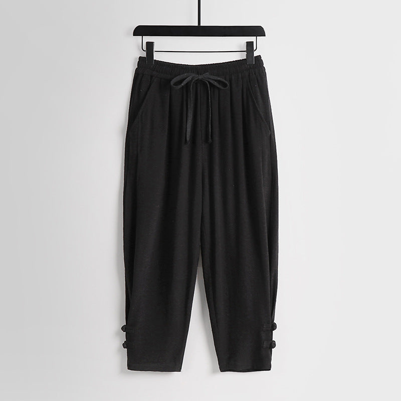 Damen Freizeit-Jogginghose mit Tunnelzug und Zierknöpfen am Knöchel Drune
