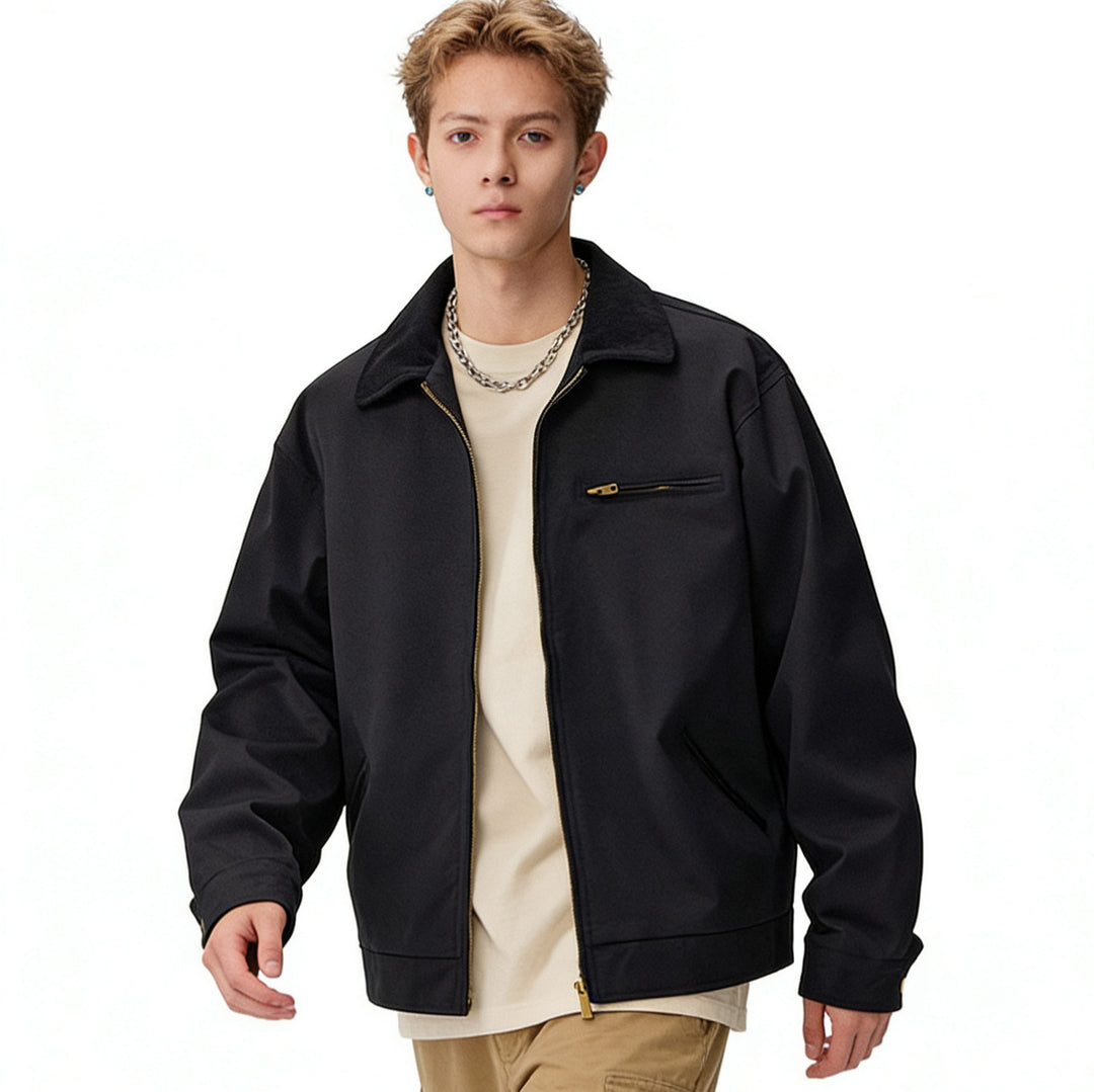 Herren Zip-Blouson im Worker-Stil mit Cordkragen und Brusttasche Drune