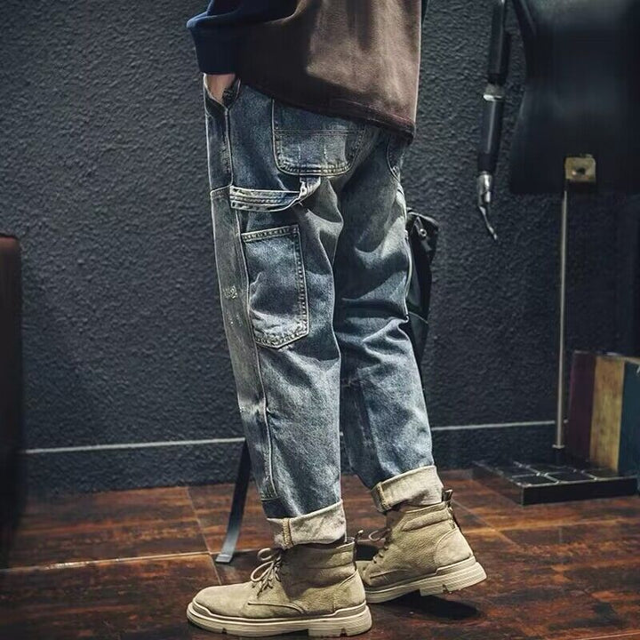 Herren Lässige Cargo-Jeans mit kreativen Details Drune