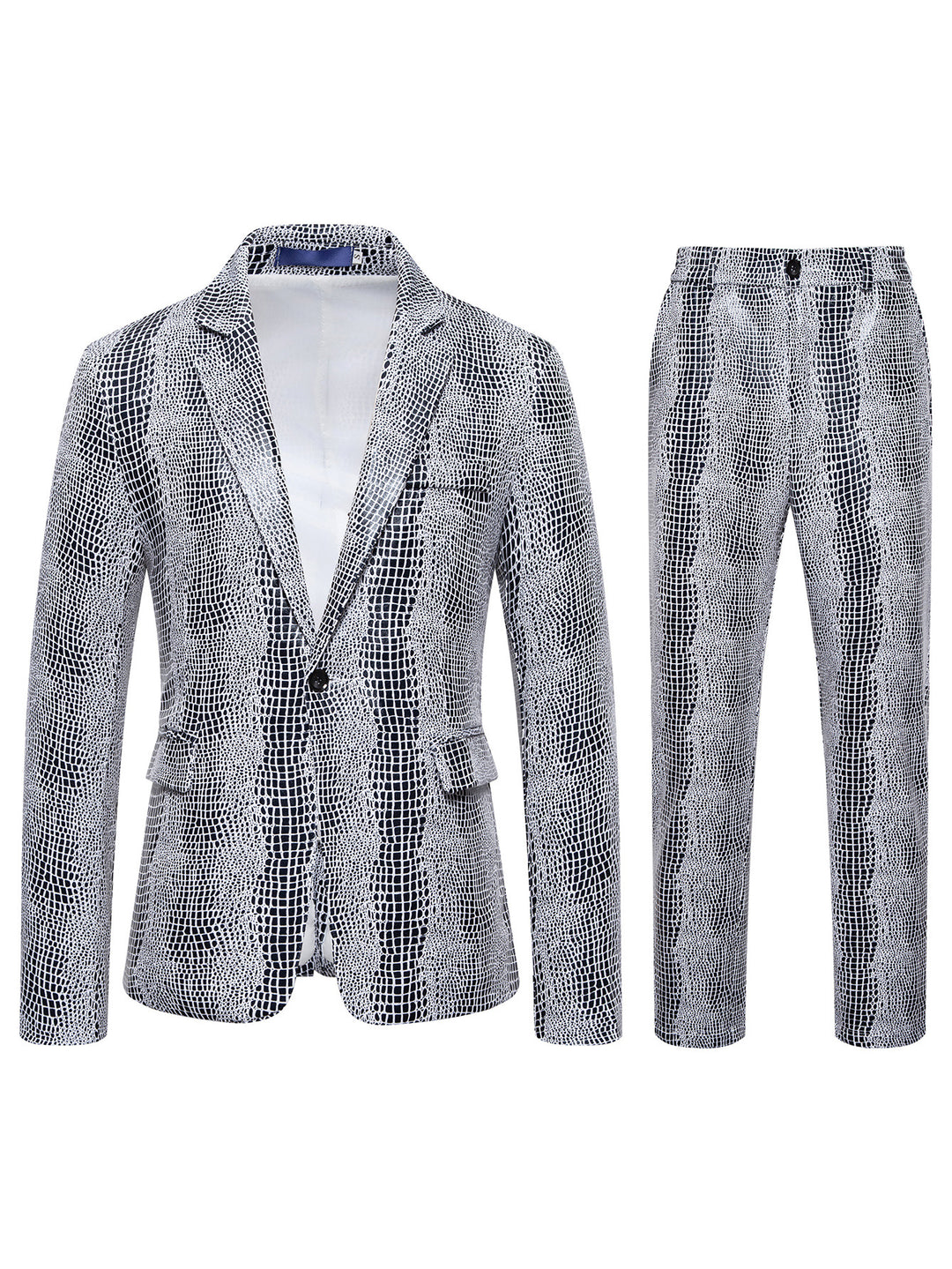 Herren Zweiteiliges Glamour-Anzugset mit metallischem Kroko-Effekt und schmaler Silhouette Drune