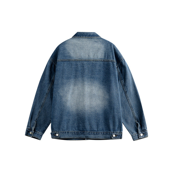 Herren Oversize-Jeansjacke mit Used-Waschung, aufgesetzten Brusttaschen und Knopfverschluss Drune