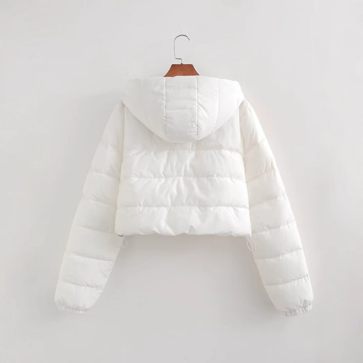 Damen Kurze gesteppte Kapuzen‑Steppjacke mit Tunnelzug und Reißverschluss Drune
