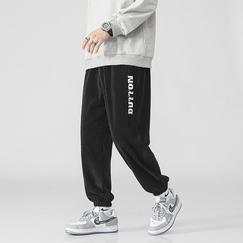 Herren Weiche Cord-Jogginghose im Relaxed-Fit mit elastischem Bund und Bündchen Drune