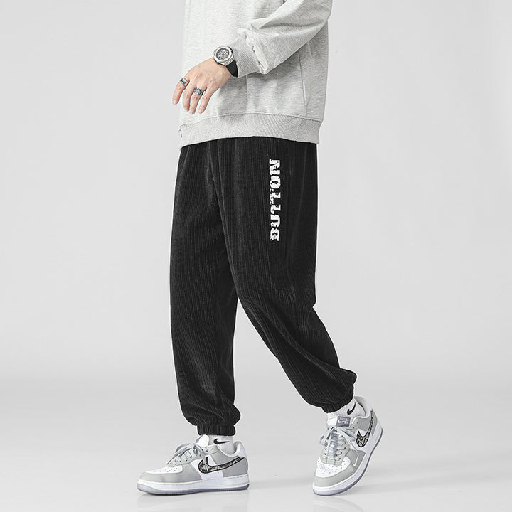 Herren Weiche Cord-Jogginghose im Relaxed-Fit mit elastischem Bund und Bündchen Drune