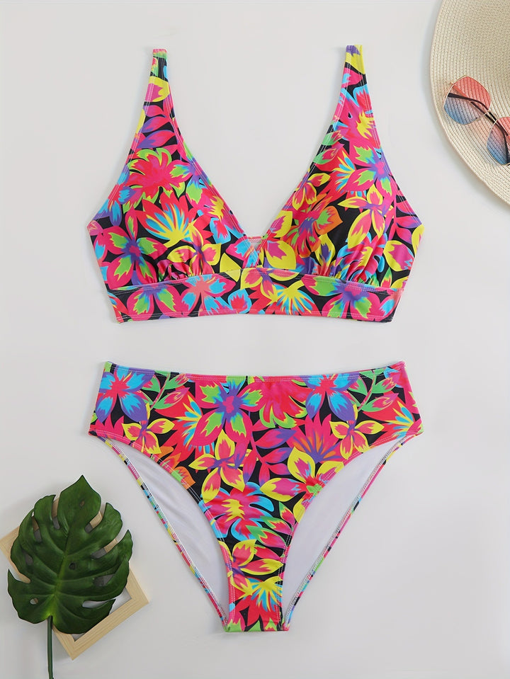 Damen Bikiniset mit auffälligem floralem Design und komfortablem Schnitt Drune