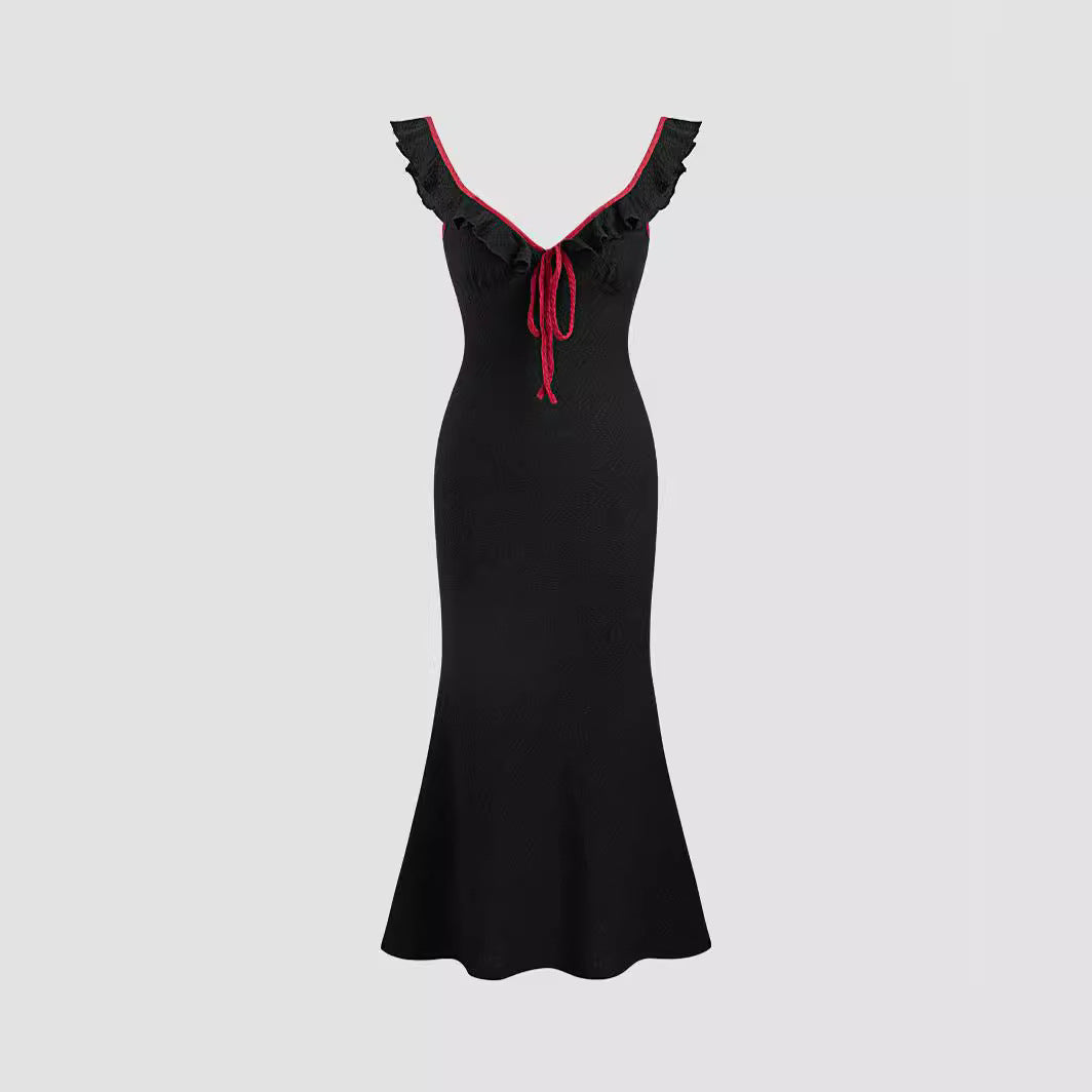 Damen Fließendes Maxikleid mit Rüschendetails Drune