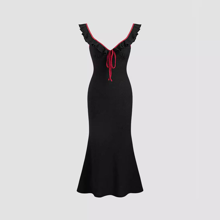 Damen Fließendes Maxikleid mit Rüschendetails Drune