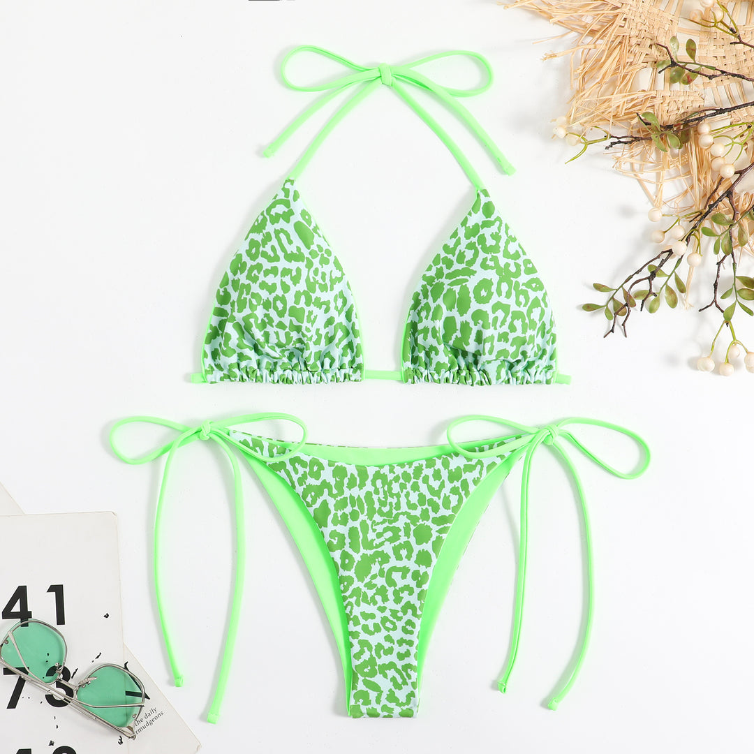 Damen Triangel-Bikini-Set mit aufregendem Leo-Muster Drune