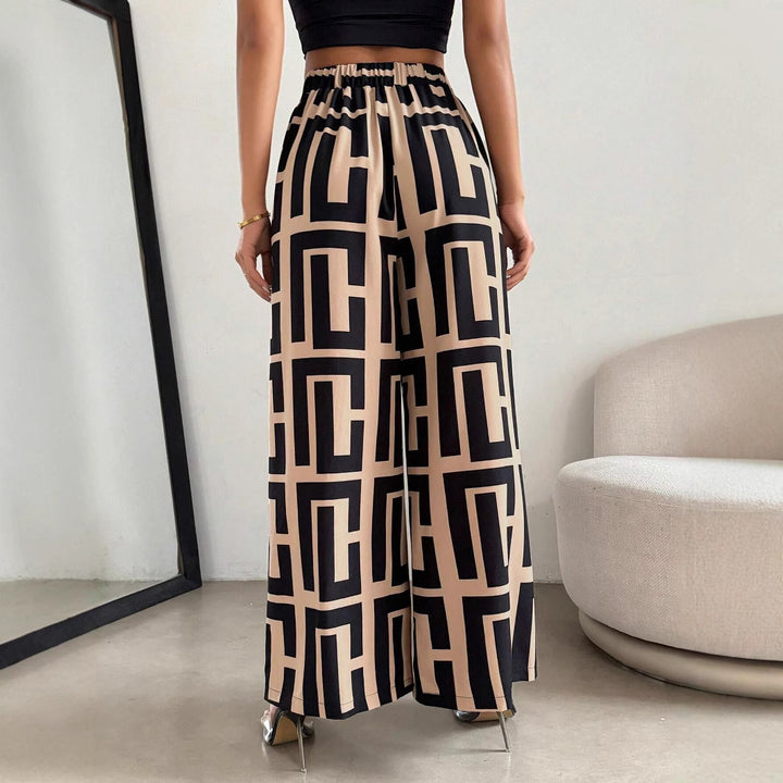 Damen Modische Palazzo-Hose mit grafischem Muster Drune