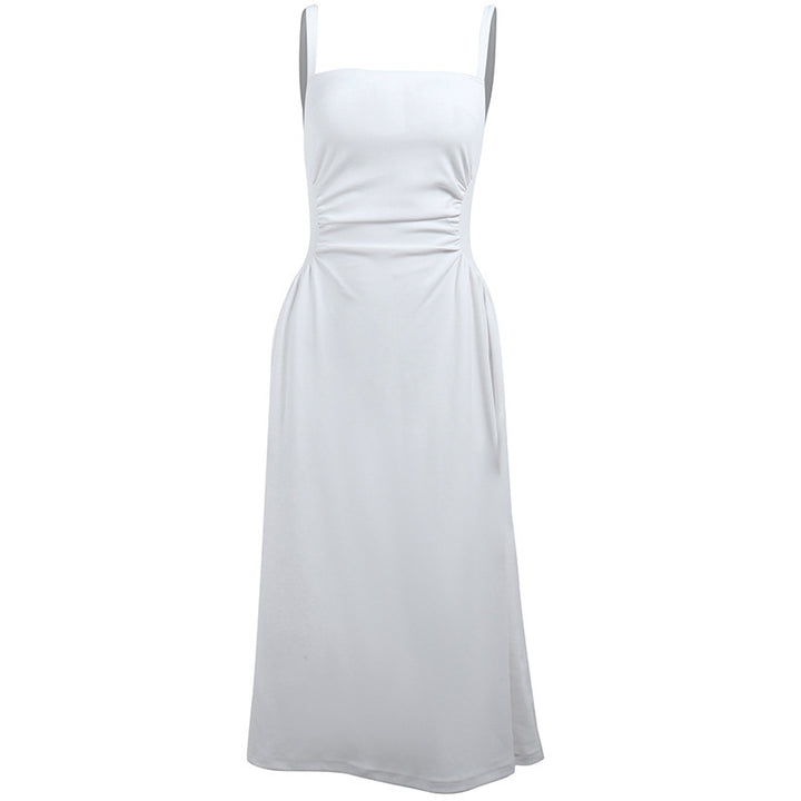 Damen Elegantes Spaghettiträger-Midikleid mit figurbetonter Silhouette und raffinierten Drapierungen Drune
