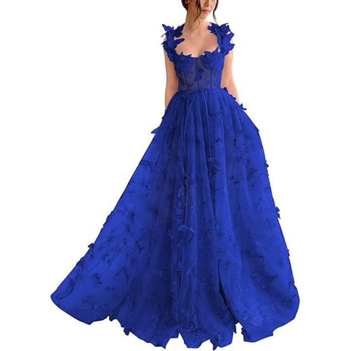 Damen Elegantes Maxikleid mit floralem Spitzenbesatz und transparenter Hülle Drune