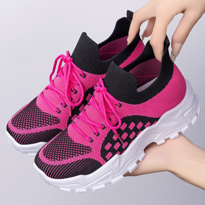 Damen nan leichter Strick-Chunky-Sneaker mit sockenähnlichem Schaft, gepolsterter Fersenstütze und griffiger Trail-Laufsohle Drune