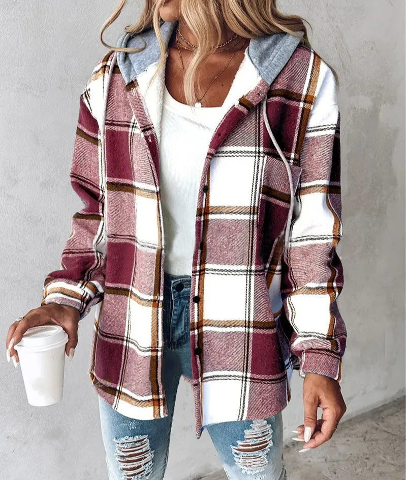 Damen Kapuzencardigan mit Streifen und Druckknopfblende Drune