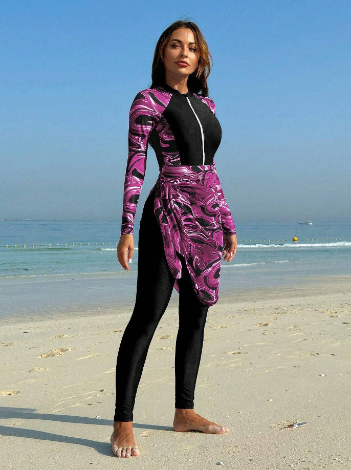 Damen Sportlicher Badeanzug mit elegantem Wickelrock Drune
