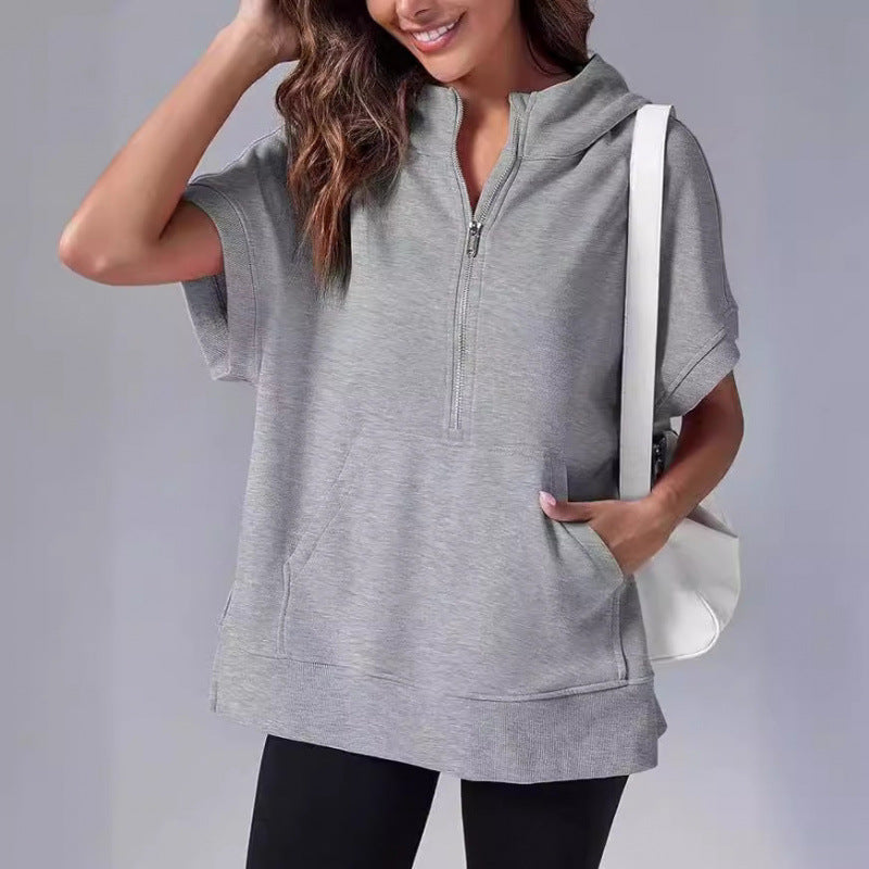 Damen Lässiger Kapuzenpullover mit Reißverschluss und praktischen Taschen Drune