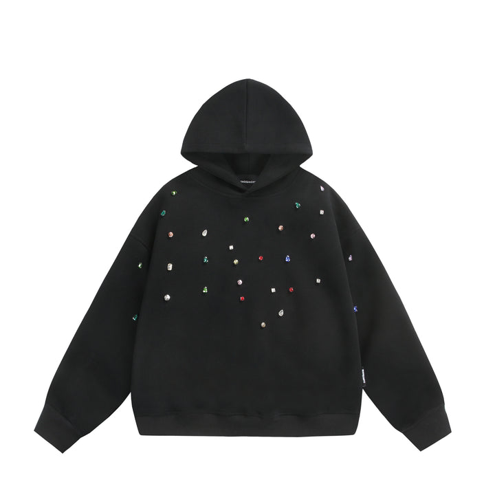 Damen Oversize-Kapuzenpullover mit Strassapplikationen und Relaxed-Schnitt Drune