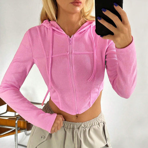 Damen cropped Zip-Hoodie mit langen Ärmeln und figurbetonendem Schnitt Drune