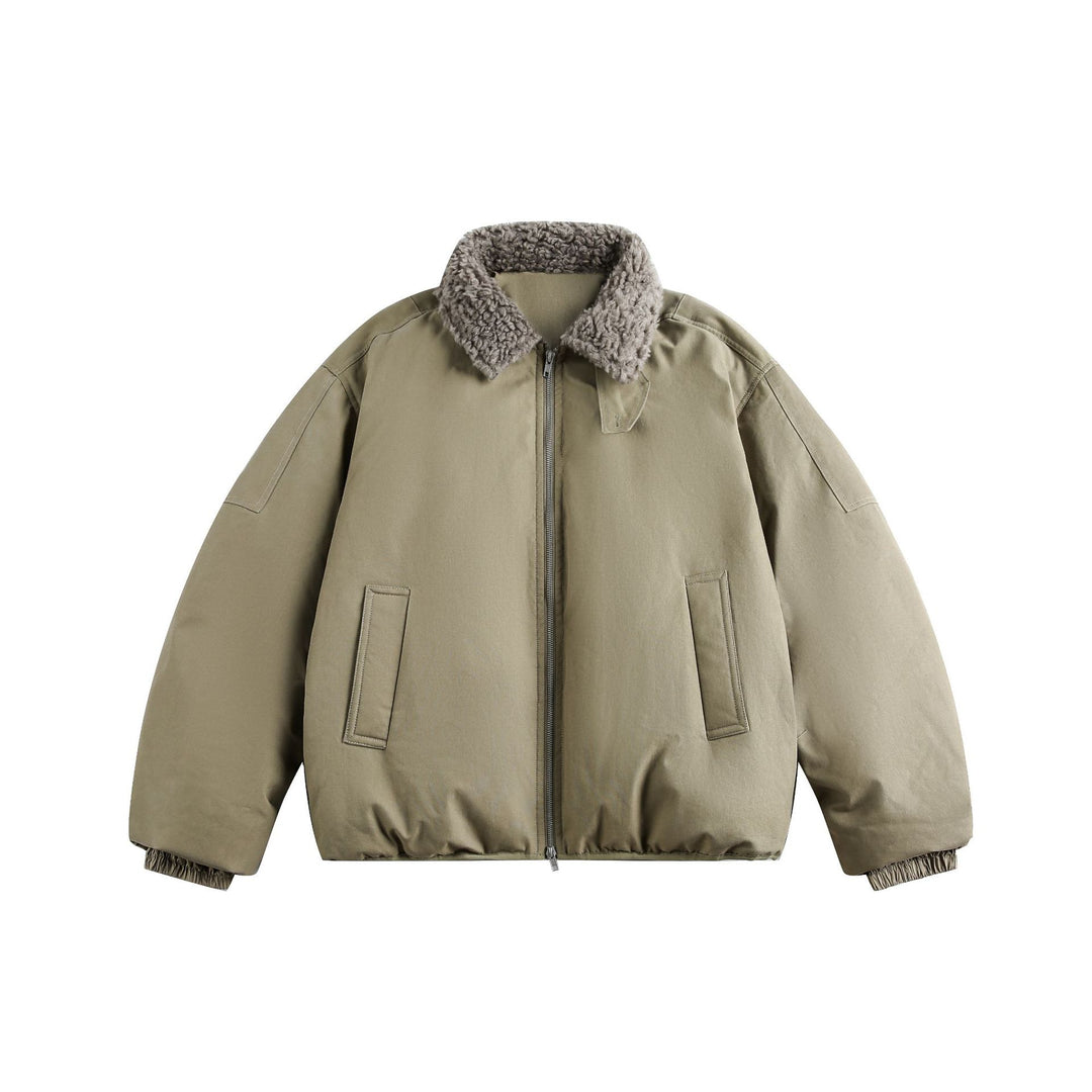 Herren Warm gefütterte Field‑Bomberjacke mit Lammfell‑Imitatkragen Drune