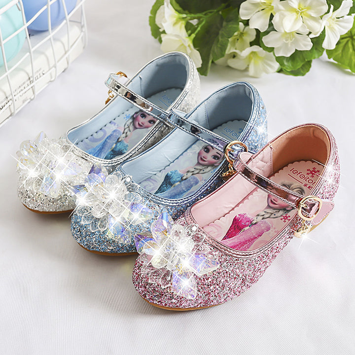 Mädchen Glitzernde Mary Jane Schuhe mit funkelnden Blumenapplikationen Drune