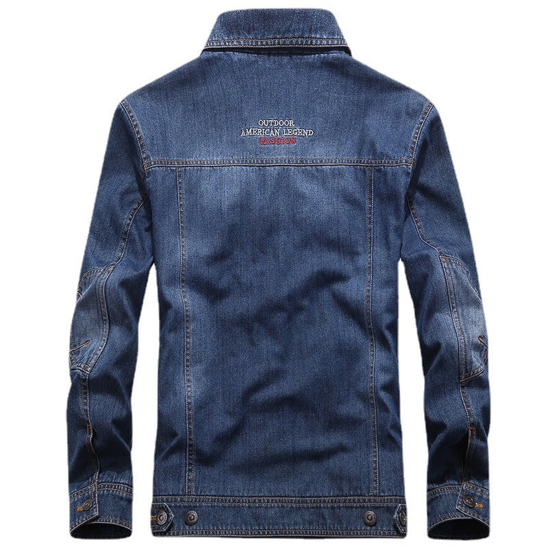 Herren Jeansjacke im Worker‑Stil mit Aufnäher und Mesh‑Futter Drune