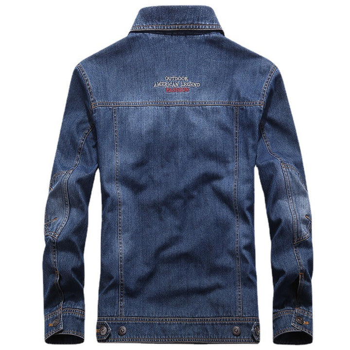 Herren Jeansjacke im Worker‑Stil mit Aufnäher und Mesh‑Futter Drune