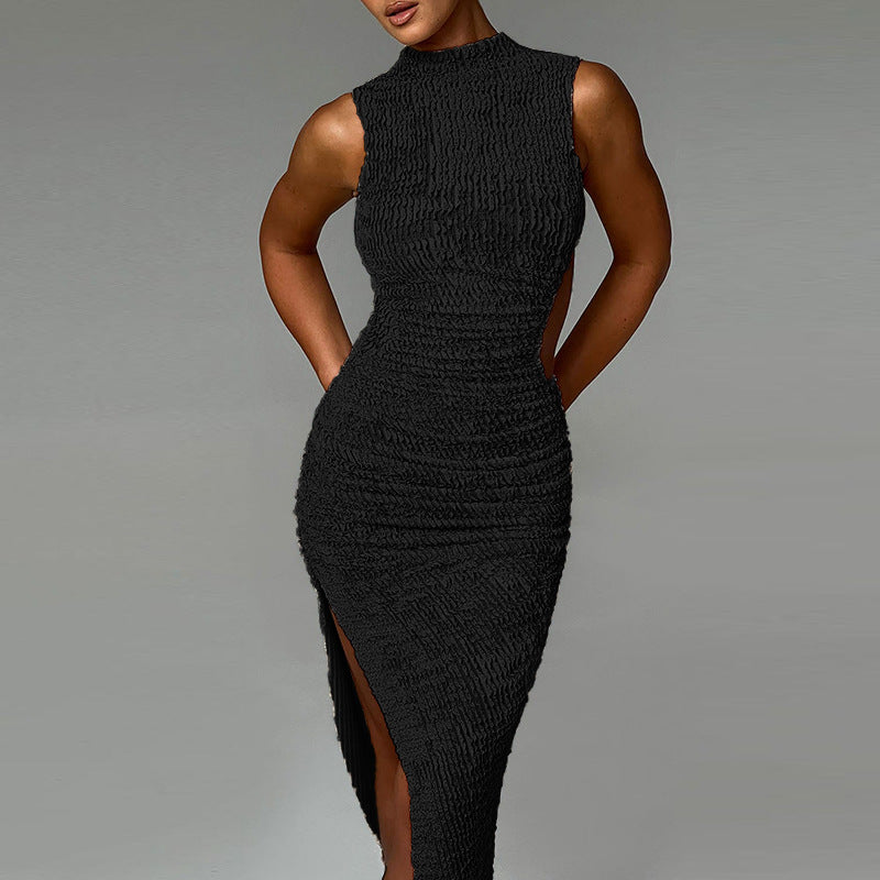 Damen figurbetontes Maxikleid mit raffinierten Cut-Outs und hohem Schlitz Drune