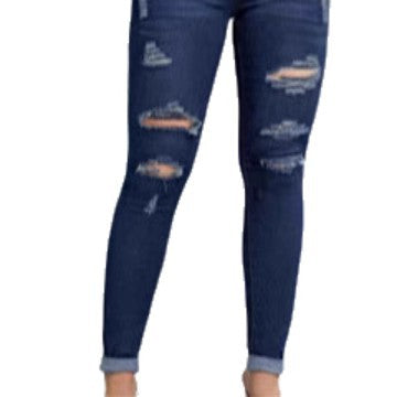Damen High-Waist Skinny-Jeans mit abgestuftem Destroyed-Look und Sculpting-Fit Drune